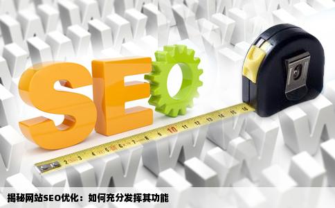 怎样充分发挥网站的SEO功能